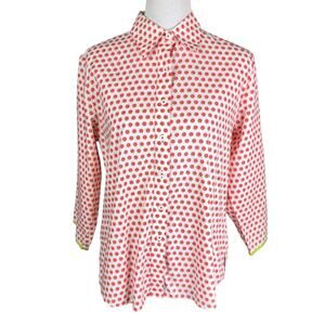 Foxcroft Orange Fruit Novelty Print Shaped Fit Wrinkle Free Button Up Shirt